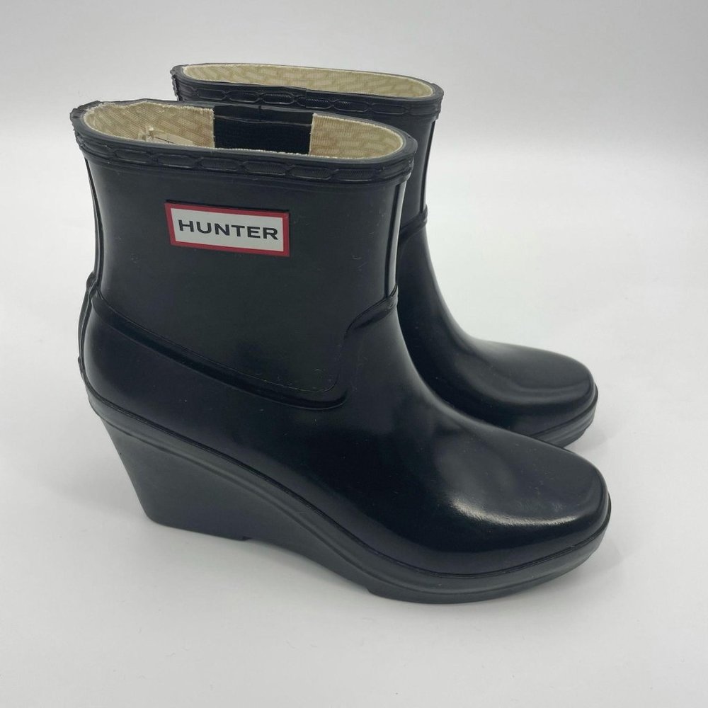 Hunter Aston Ankle Black Boots Size 8